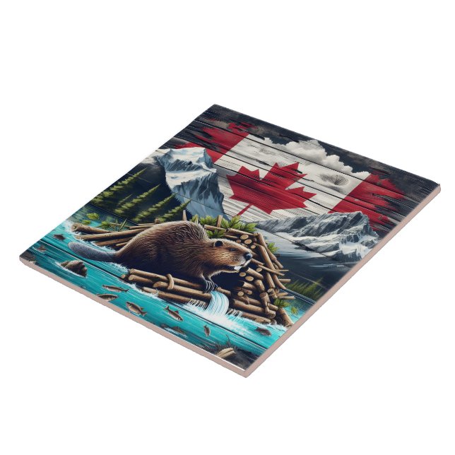 Beaver Building Lodge Perto da Bandeira Canadiana  (Lateral)