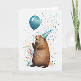 Beaver com Cartão de Saudação Balão Azul