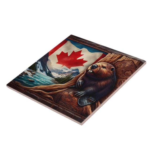 Beaver Por Rio Com Bandeira Canadiana (Lateral)
