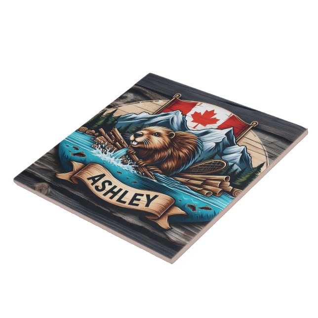 Beaver por Rio com Montanhas Atrás (Lateral)