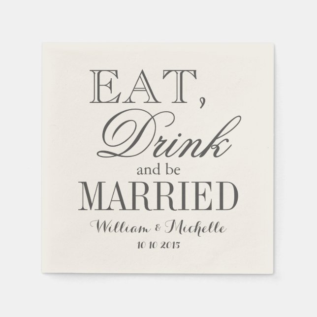 Beba e se case com guardanapos de casamento (Frente)