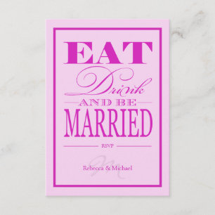 Beba e seja casado - Placa RSVP Rosa e Roxo