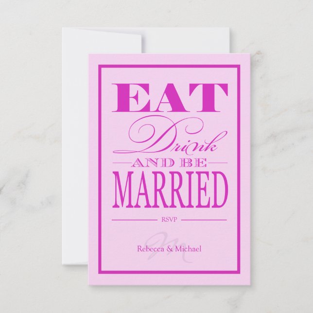 Beba e seja casado - Placa RSVP Rosa e Roxo (Frente)
