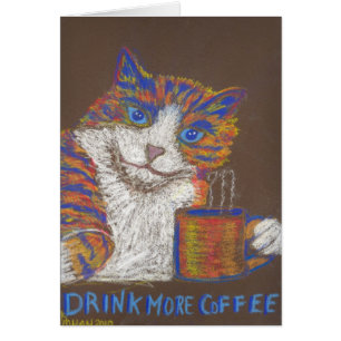 Beba mais cartão do gato do café