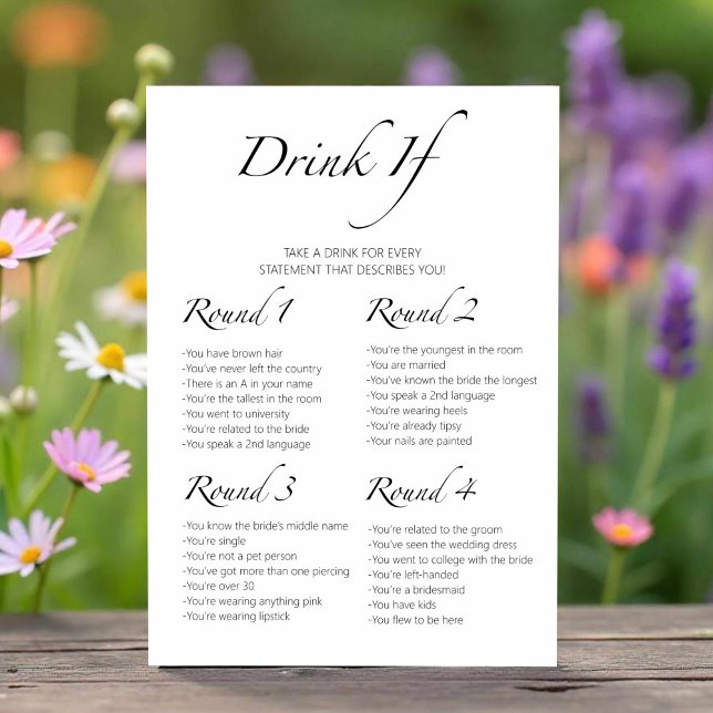 Beba Se Bachelorette - Cartão de Jogo Minimalista (Criador carregado)