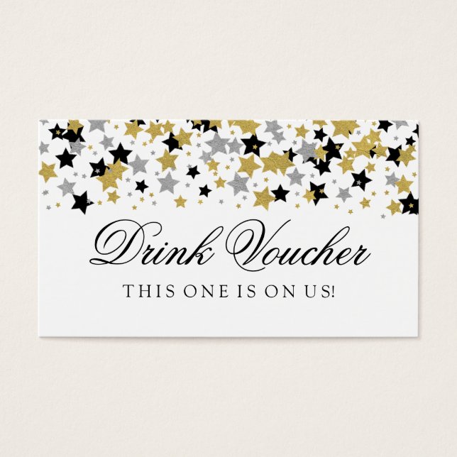 Beba Voucher Dourado e Silver Glitter Stars Confet (Frente)