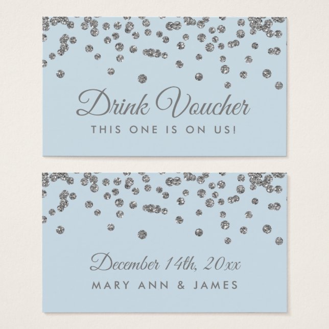 Beba Voucher Silver Faux Glitter Confetti Ice Blu (Frente & Verso)