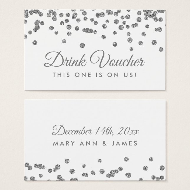 Beba Voucher Silver Faux Glitter Confetti White (Frente & Verso)