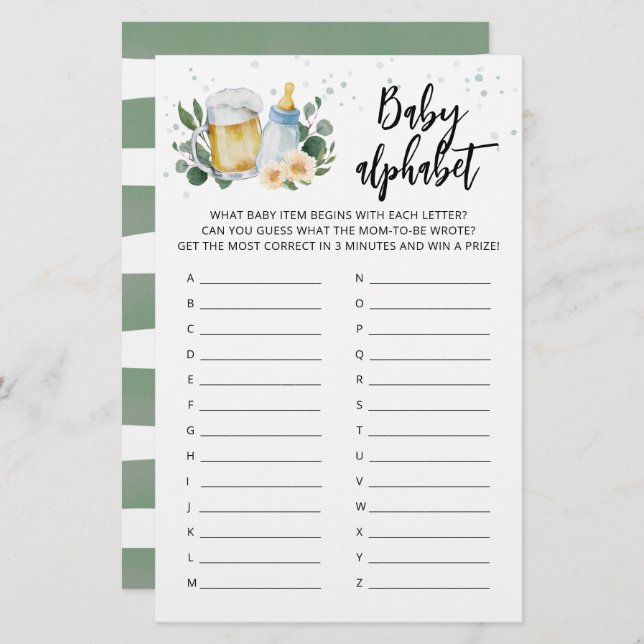 Bebê ABC Jogo de Alfabeto Greenery Bebê está se pr (Frente/Verso)