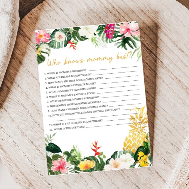 Bebê Aloha Jogo de Chuveiro de Abacaxi Quem Conhec (Aloha Baby Shower Game)