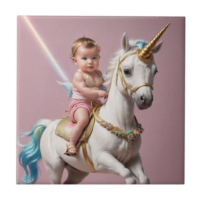 Bebê Andando Um Unicórnio (Frente)