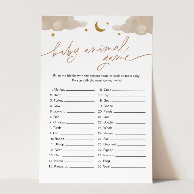 Bebê Animal Game Twinkle Little Star Chá de fralda (Criador carregado)