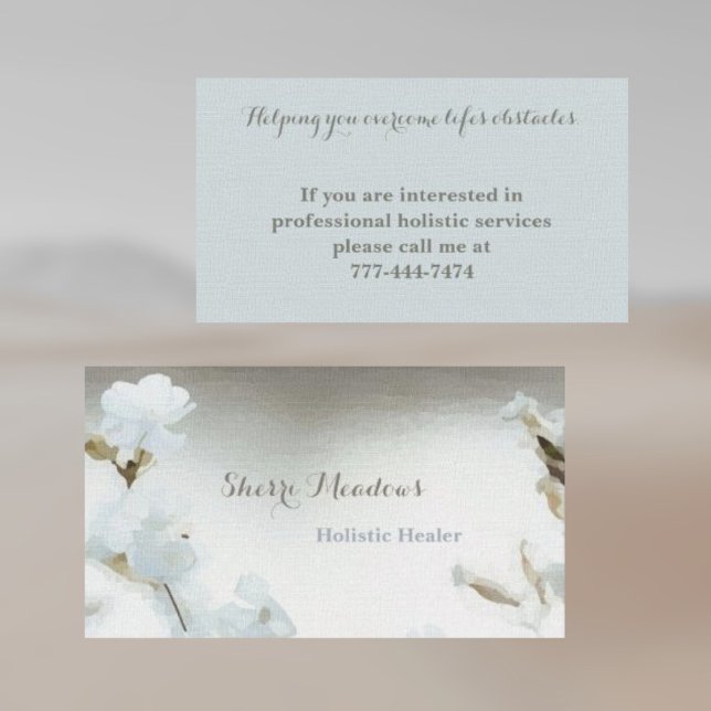 Bebê Azul Aquarela Cartão de visita Floral (Criador carregado)