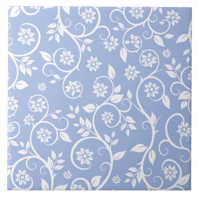 Bebê azul e padrão floral branco (Frente)
