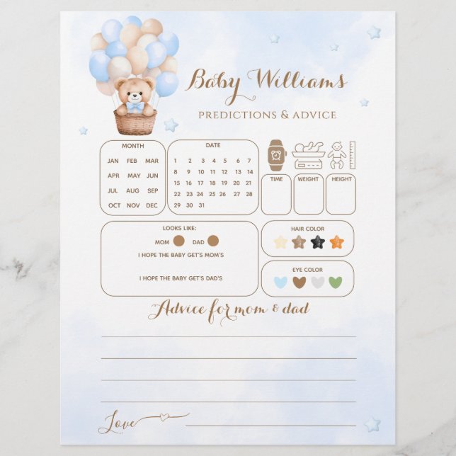 Bebê Azul Urso Azul Balão Jovem Adivinhando Jogo (Frente)