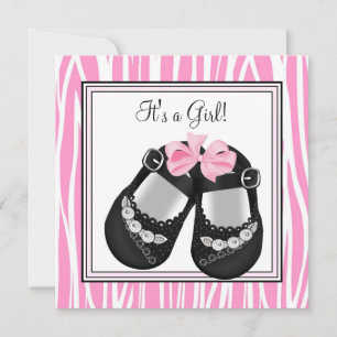 Bebê-Bebê-Zebra Rosa - Convites