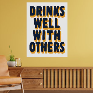 Bebe Bem Com Outros - Poster Bar Engraçado