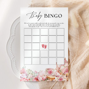 Bebê Bingo Blush Floral - Jogo de Chá de fraldas d