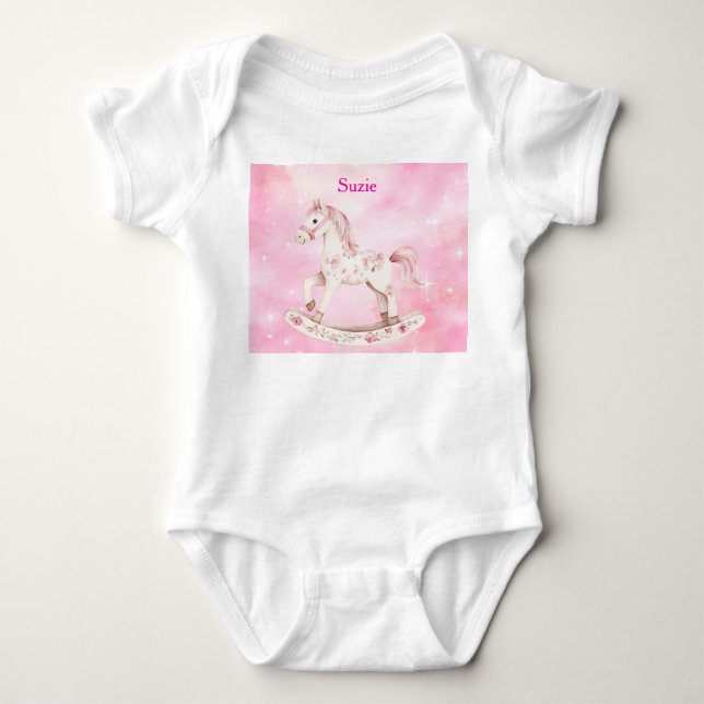 Bebê Body Bodysuit Rosa de Chinoiserie Editável para Be (Frente)