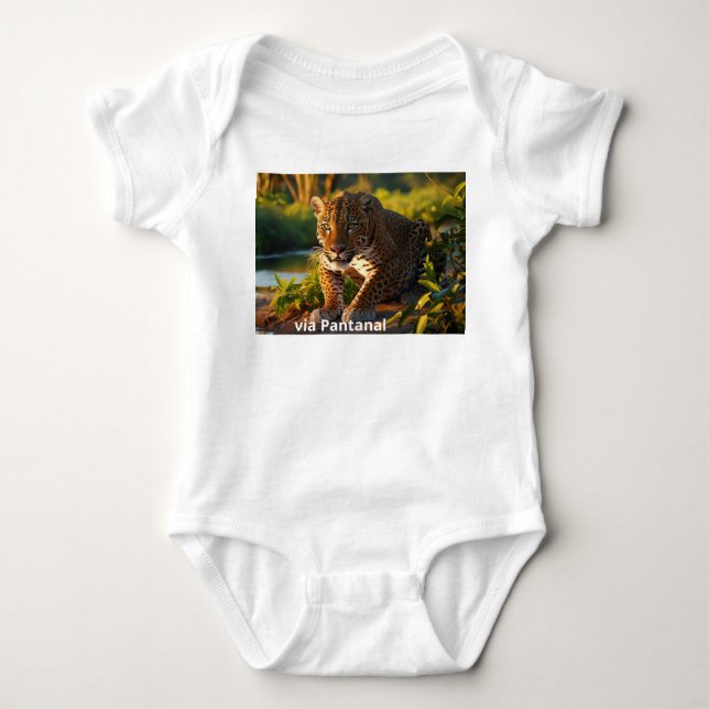 Bebê Body em Jersey para Bebês Onça Pintada (Frente)