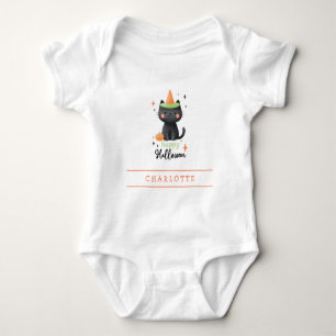 Bebê Body Infantil Personalizado de Gato Preto para Hal