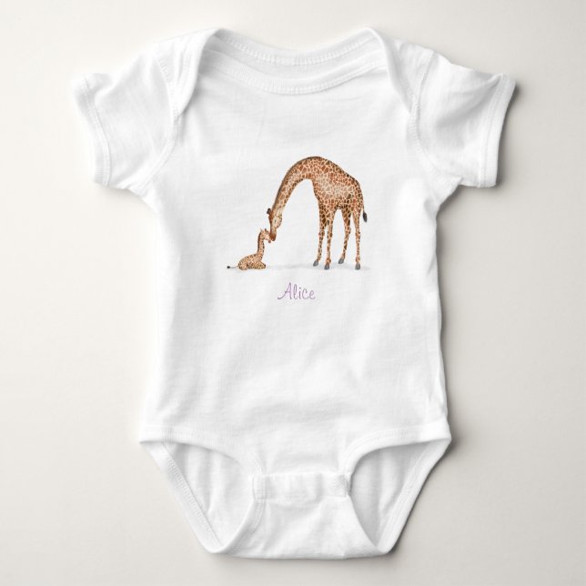 Bebê Body para bebé de girafa mãe e filhote (branco) (Frente)