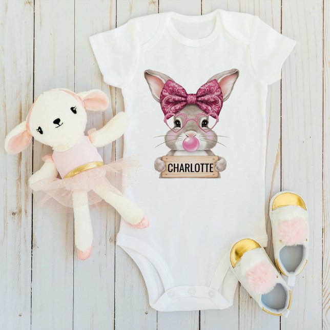 Bebê Body Personalizado do Coelhinho da Páscoa para Men (Personalized Easter Bunny Baby Bodysuit for Girls)