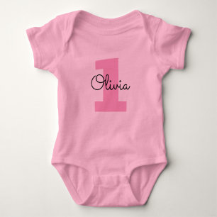 Bebê Body personalizado rosa para menina de 1º aniversá
