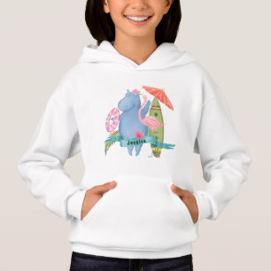 Bebê Bonito Hippo com Nome Personalizado Flamingo