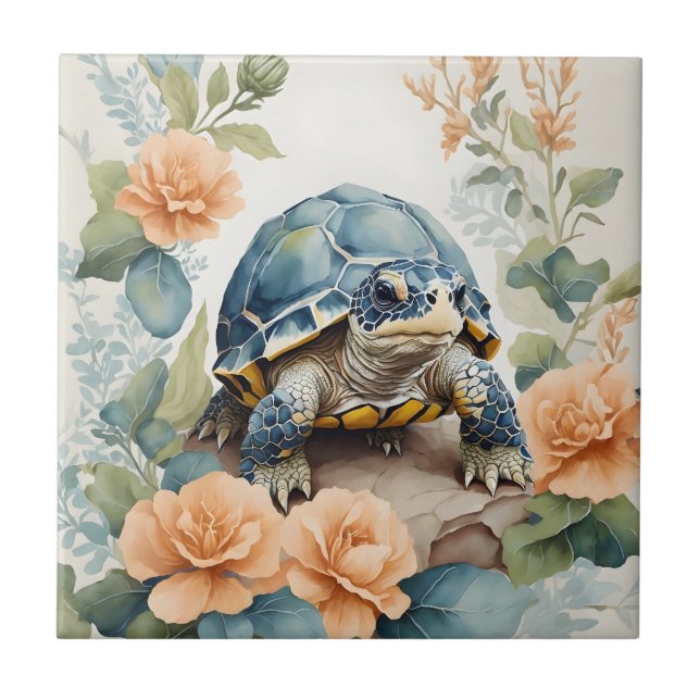 Bebê Cachorro Tortoise Pastel Floral Watercolor (Frente)