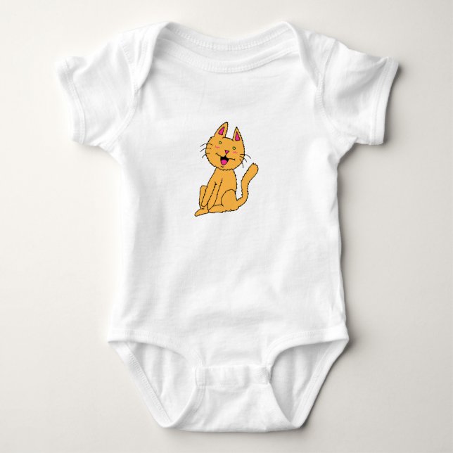 Bebê Camisa do Gato Laranja Feliz Simples (Frente)