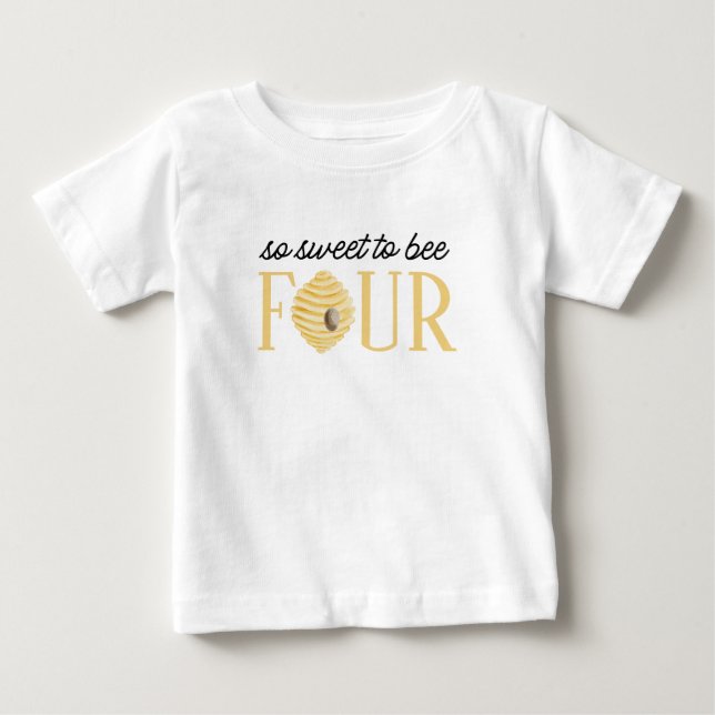 Bebê Camiseta Bee 4º Aniversário Doce para ser Quatro (Frente)
