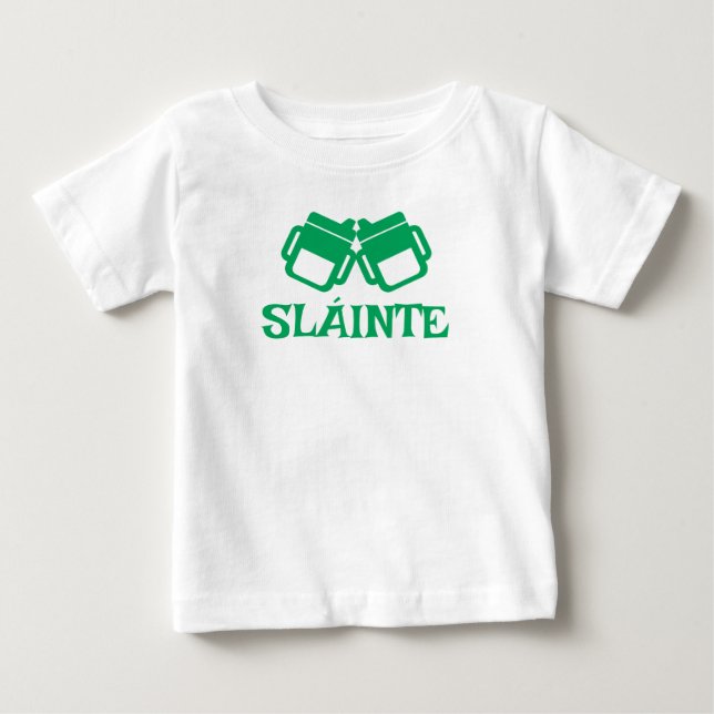 Bebê camiseta branca SLÁINTE para bebé (Frente)