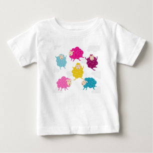 Bebê Camiseta Colorida de Ovelha Feliz para Crianças