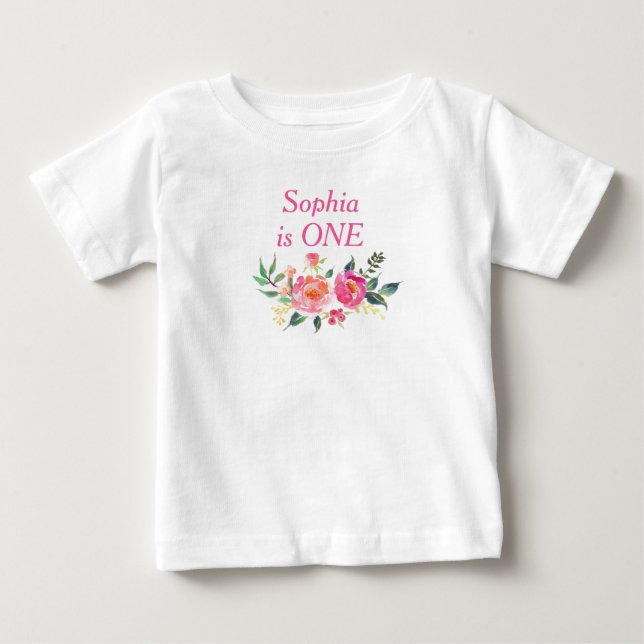 Bebê Camiseta de idade para crianças com monograma (Frente)