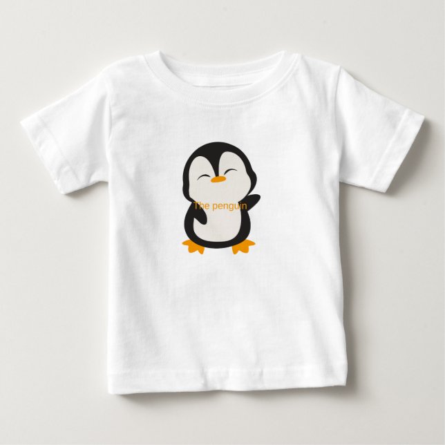 Bebê camiseta design pinguim para design único para cri (Frente)