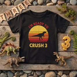 Bebê Camiseta Dino Aniversário Pronto para Esmagar 3