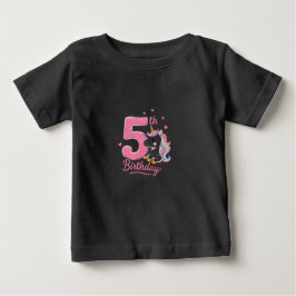 Bebê Camiseta Infantil de Unicórnio para 5º Aniversário