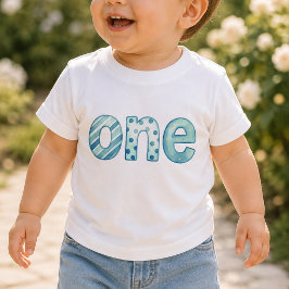 Bebê Camiseta infantil Um padrão azul para o primeiro a