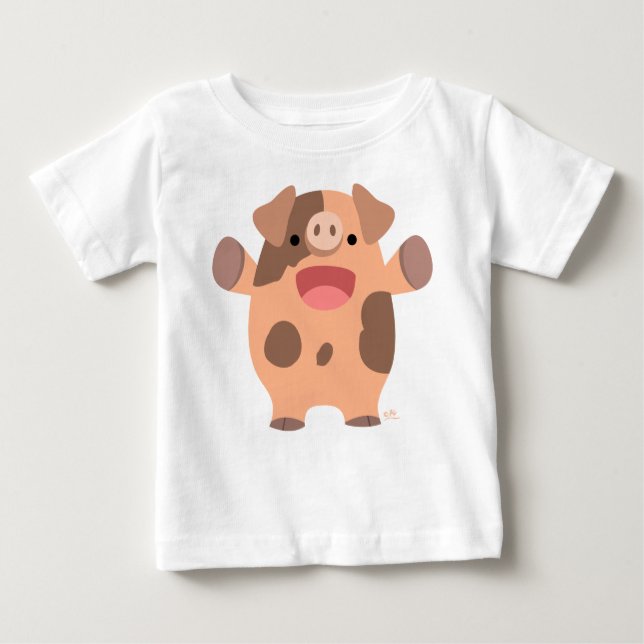 Bebê Camiseta para Porcos de Cartoon Bonito (Frente)