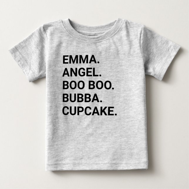 Bebê Camiseta Personalizada com Apodo para Bebês e Cria (Frente)