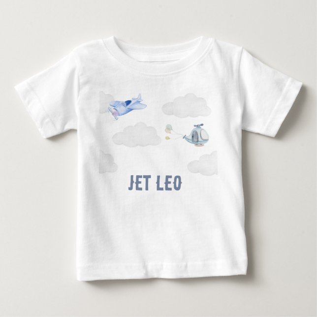Bebê Camiseta personalizada de avião para criança (Frente)