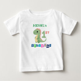 Bebê Camiseta Personalizada de Dinossauro para o 1º Ani