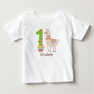Bebê camiseta personalizada de lhama fofa para primeiro