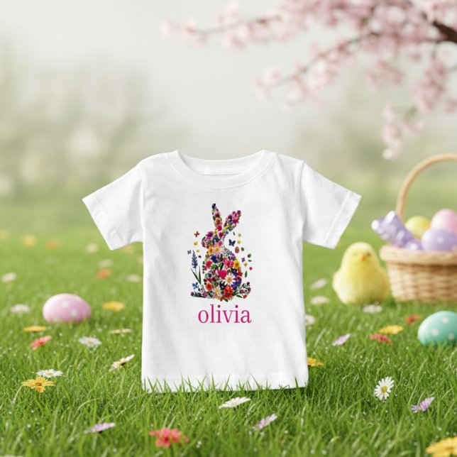 Bebê Camiseta Personalizada do Coelho de Páscoa para Cr (Criador carregado)