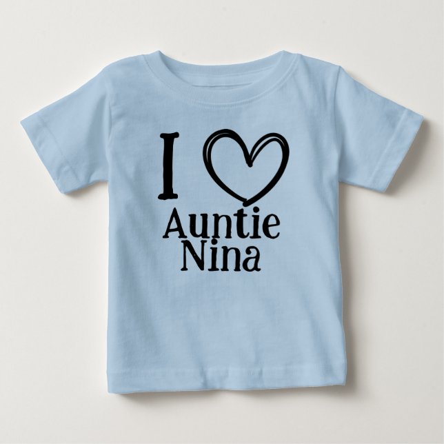 Bebê Camiseta personalizada "Eu ❤️ Meu (Nome)" para Beb (Frente)