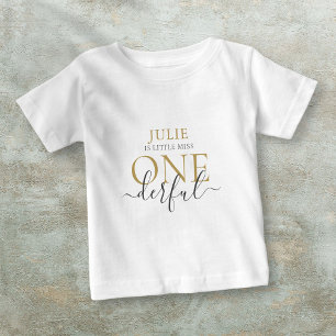 Bebê Camiseta Personalizada Little Miss ONEderful para 