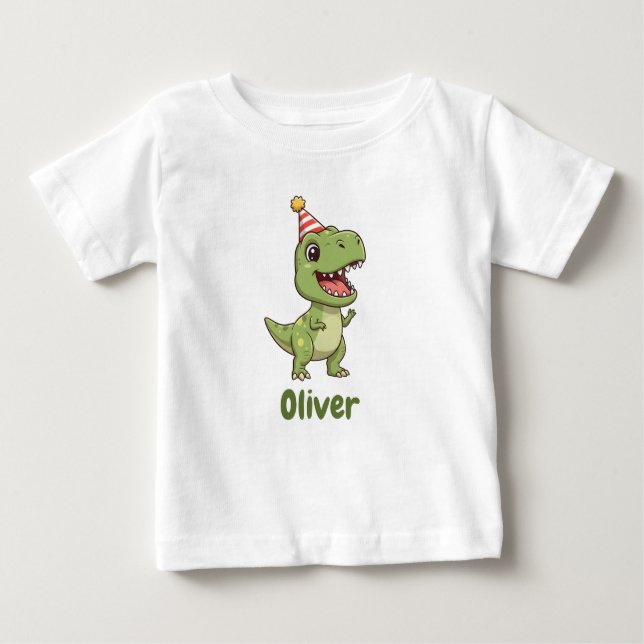 Bebê Camiseta Personalizada para Crianças Dinossauros c (Frente)
