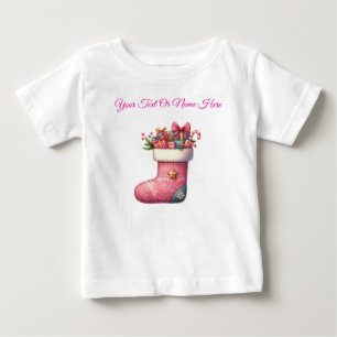 Bebê Camiseta Personalizada Rosa Jersey de Natal para B