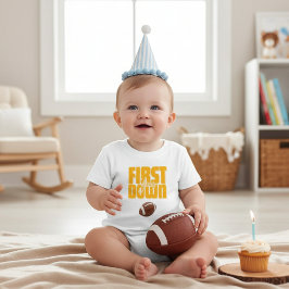 Bebê Camiseta 'Primeiro Down' para Aniversário de Um An